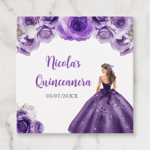 BlumenPrinzessin in dunklem Lila Kleid Quinceanera Geschenkanhänger