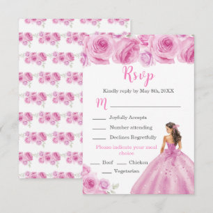 BlumenPrinzessin in einem hellrosa Kleid Speisen RSVP Karte