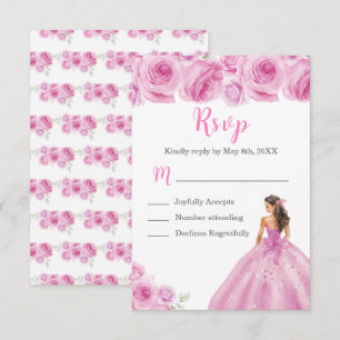 BlumenPrinzessin in einem hellrosa Kleid Speisen RSVP Karte