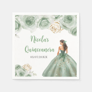BlumenPrinzessin in einem zarten grünen Kleid Quin Serviette