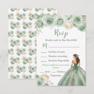 BlumenPrinzessin in einer Sage Green Dress Meal Ch RSVP Karte