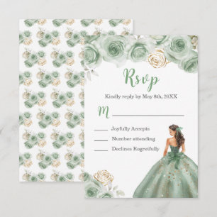BlumenPrinzessin in einer Sage Green Dress Meal Ch RSVP Karte