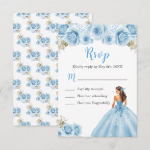 BlumenPrinzessin in hellblauem Kleid RSVP Karte