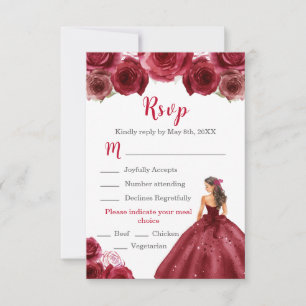 BlumenPrinzessin in rotem Kleid - Auswahl RSVP Karte