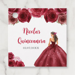 BlumenPrinzessin in Rotem Kleid Quinceanera Geschenkanhänger
