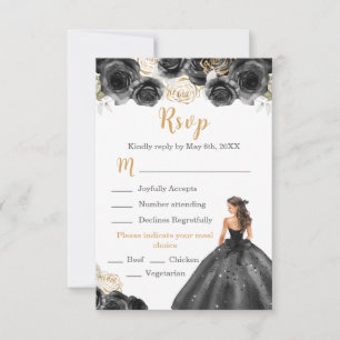 BlumenPrinzessin in Schwarz-Dress-Auswahl RSVP Karte