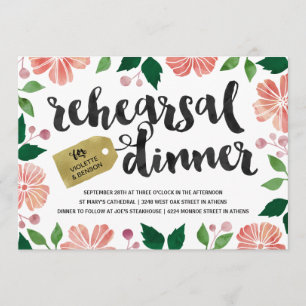 BlumenProben-Abendessen des Watercolor-Garten- Einladung