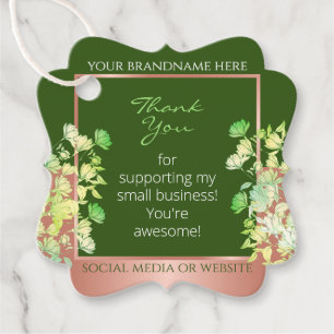 Blumenprodukte liefern Waldgrün und Rose Gold Geschenkanhänger