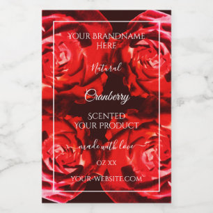 Blumenproduktverpackungsetiketten rote Rosenblüten Lebensmitteletikett
