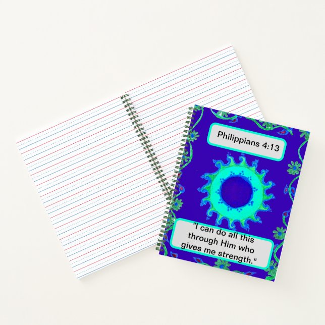 Blumenradianz: Philippinen 4:13 Sky Blue und Sun Notizbuch (Innenseite)