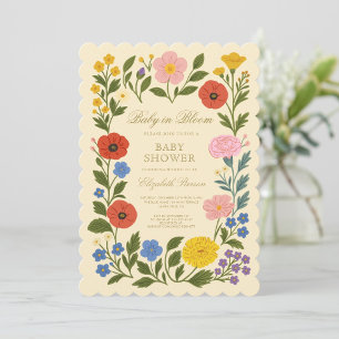 Blumenrahmen Baby in Blüte Baby Shower Einladung