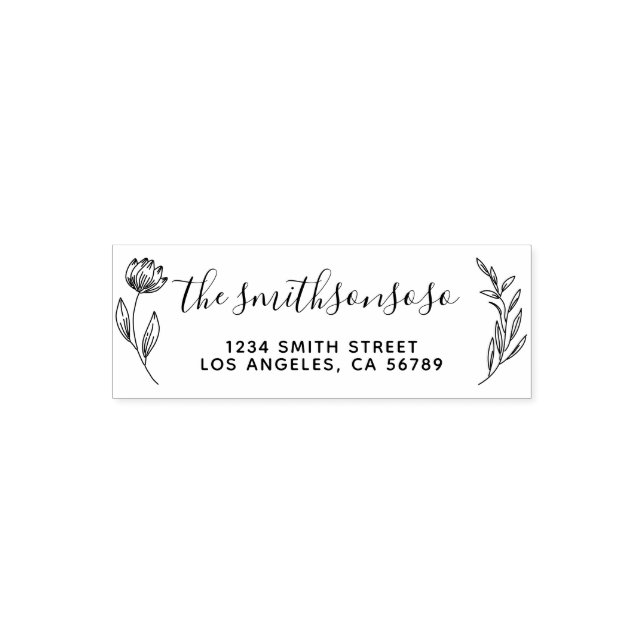 Blumenrahmen Botanische Unterschrift Neue Adresse Permastempel (Design)