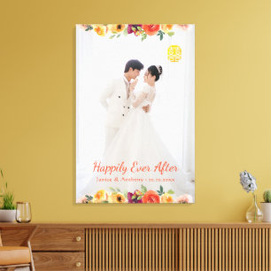 Blumenrahmen Foto Chinesische Hochzeit Orientale Leinwanddruck