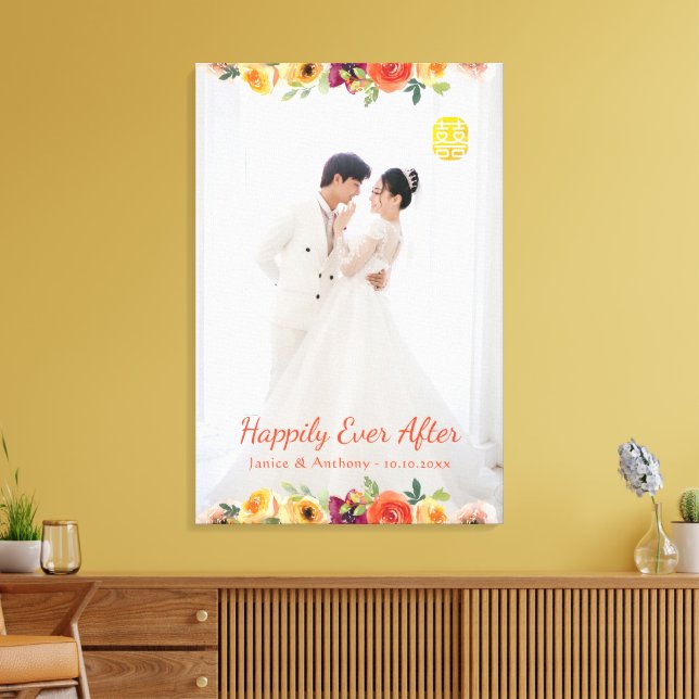 Blumenrahmen Foto Chinesische Hochzeit Orientale Leinwanddruck (Insitu (Wohnzimmer))