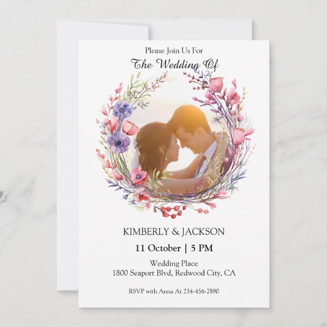 Blumenrahmen für Wasserfarben Einladung (Vorderseite)