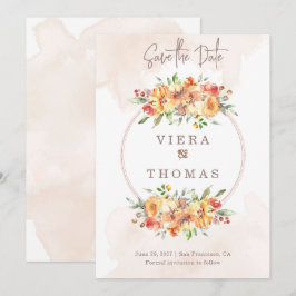 Blumenrahmen für Wasserfarben speichern das Datum Save The Date