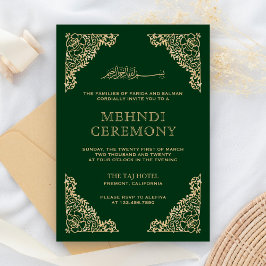 Blumenrahmen Grün und Gold islamischen Mehndi Begleitkarte