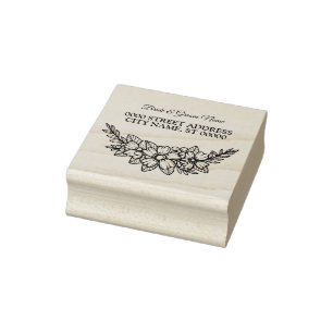 Blumenrahmen Hochzeiten Rücksendeadresse Party Gummistempel