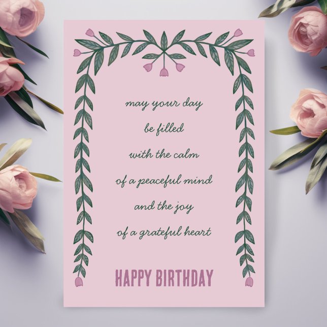 Blumenrahmen Inspirationsorientierter Geburtstag Karte (Floral Frame Inspirational Mindful Happy Birthday Card
)