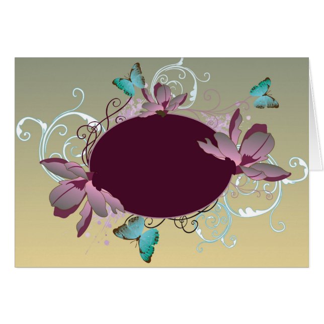 Blumenrahmen Karte (Vorderseite (Horizontal))