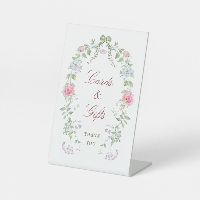 Blumenrahmen - Karten und Geschenke Sockelschild (Vorderseite)