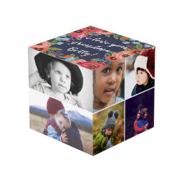 Blumenrahmen-Liebe-Großmutter-Foto-Collage Würfel