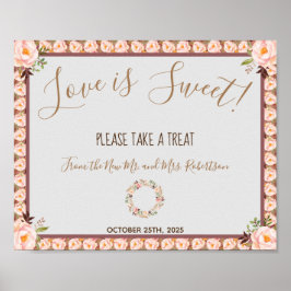 Blumenrahmen-Liebe ist eine süße Hochzeit des Brau Poster