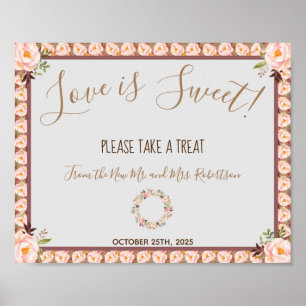 Blumenrahmen Love is Sweet Brautparty Hochzeit Poster