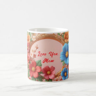 Blumenrahmen mit farbenfrohen Blumen Kaffeetasse