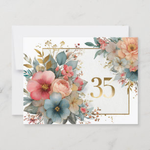 Blumenrahmen mit Nummer 35 für Jubiläum Postkarte