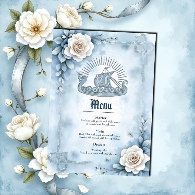 Blumenrahmen mit Rose und keltisches Design. Menükarte (Von Creator hochgeladen)