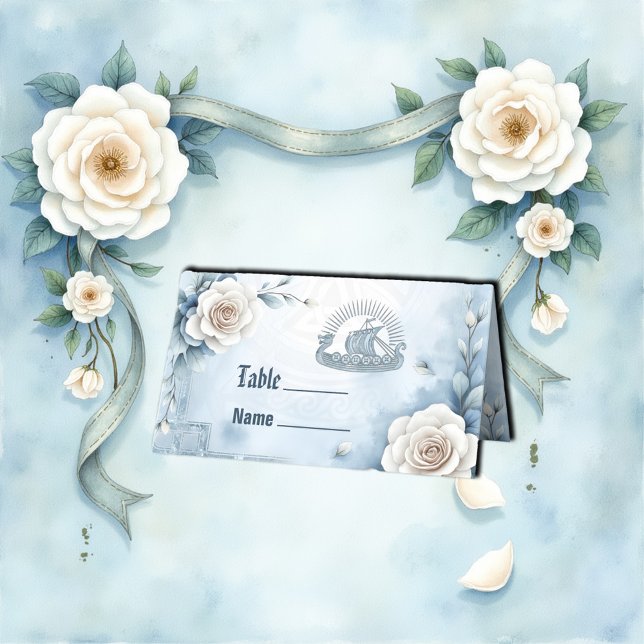 Blumenrahmen mit Rose und keltisches Design. Platzkarte (Von Creator hochgeladen)