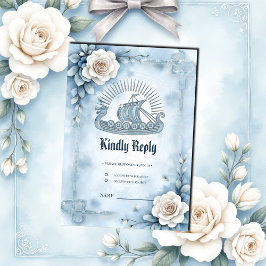 Blumenrahmen mit Rose und keltisches Design. RSVP Karte