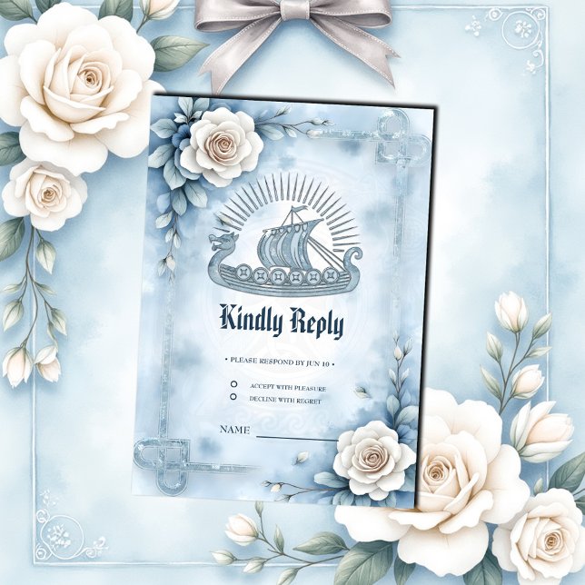 Blumenrahmen mit Rose und keltisches Design. RSVP Karte (Von Creator hochgeladen)