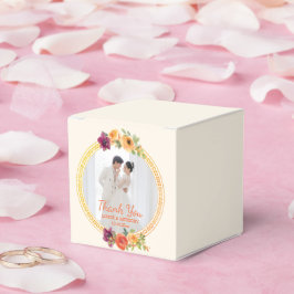 Blumenrahmen Pärchen beige Hochzeit Foto danke Geschenkschachtel