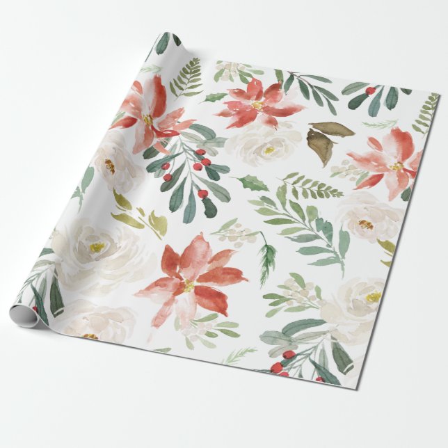 Blumenrahmen-Poinsettia-Geschenk-Verpackung Geschenkpapier (Ungerollt)