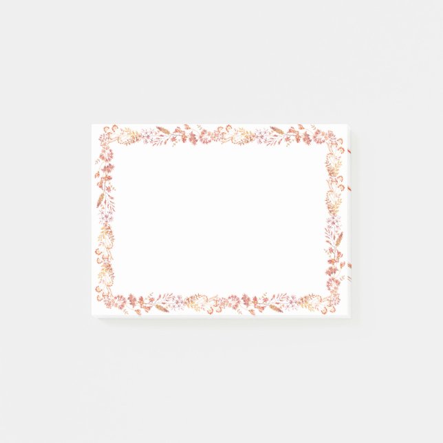 Blumenrahmen Post-it Klebezettel (Vorderseite)