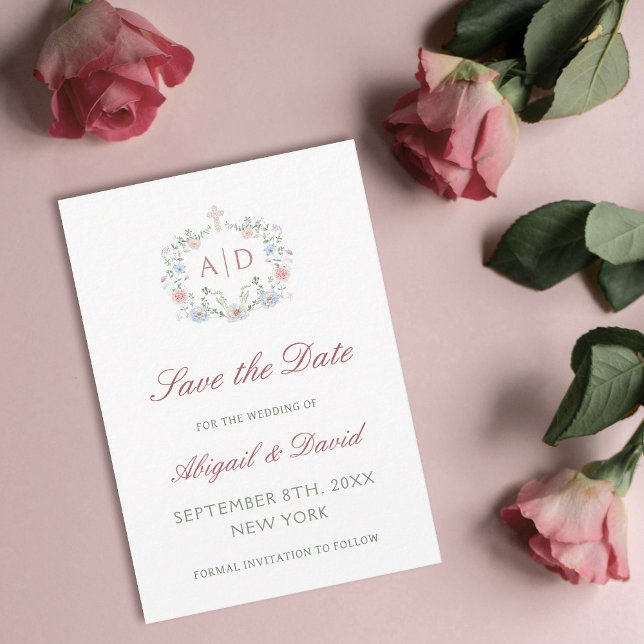 Blumenrahmen Religiöse Hochzeit rettet das Datum Save The Date (Von Creator hochgeladen)