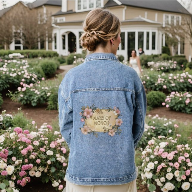 Blumenrahmen-Trauzeugin Denim Jacket Jeansjacke (Von Creator hochgeladen)