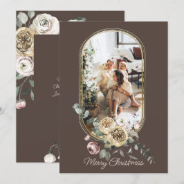 Blumenrahmen Weihnachtsfeiertag Foto Personalisier Feiertagskarte
