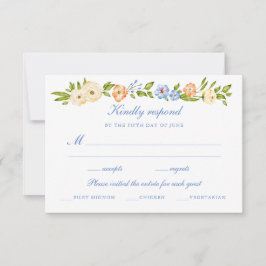 Blumenrand-Hochzeit  RSVP Karte