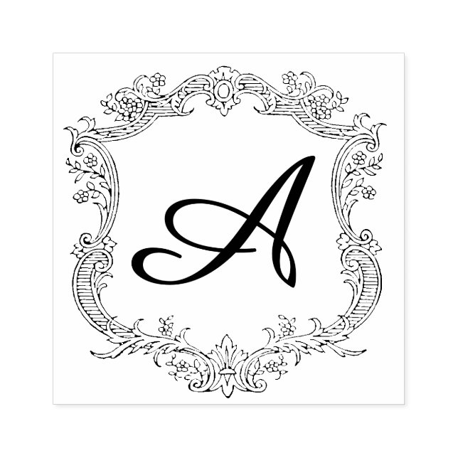 Blumenrand mit Monogramm Gummistempel (Prägung)