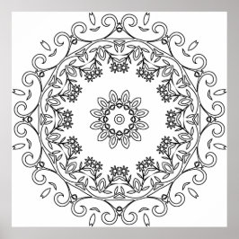 Blumenranken-Mandala mit Gänseblümchen-Ringmuster- Poster