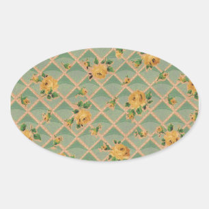 Blumenrankgitter-Rospensticker Ovaler Aufkleber