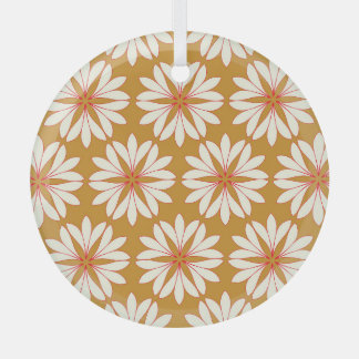 Blumenraster: Gold, Rot, Elfenbein Ornament Aus Glas