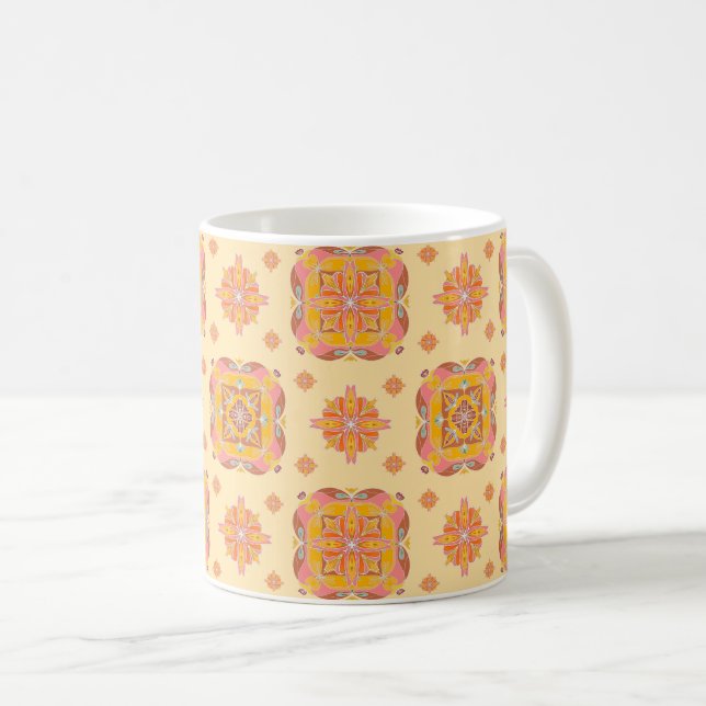 Blumenraster-Keramikbecher Kaffeetasse (VorderseiteRechts)