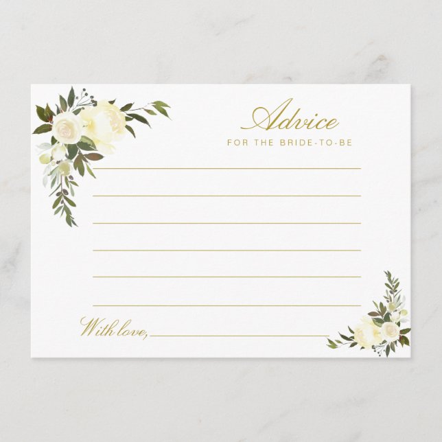 Blumenratschläge für Elfenbein Hinweiskarte (Vorderseite)