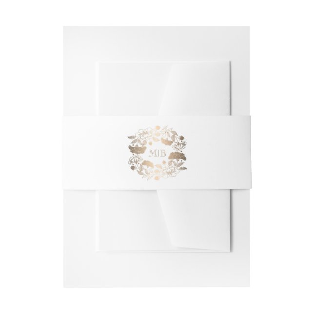 Blumenreath Gold und White Elegante Hochzeit Einladungsbanderole (Vorderseite Beispiel)