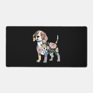 Blumenreiches Beagle-Silhouetten-Design Schreibtischunterlage