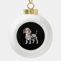Blumenreiches Beagle-Silhuetten-Design